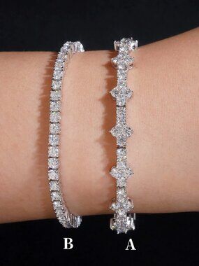 VVS Moissanite Diamond Iced Out Four Leaf Clover Cross Tennis Chain Bracelet